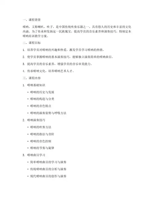 唢呐培训教学方案内容模板