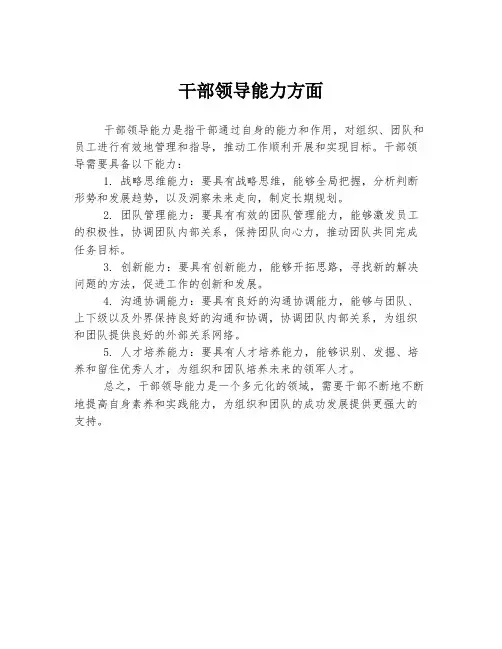 干部领导能力方面