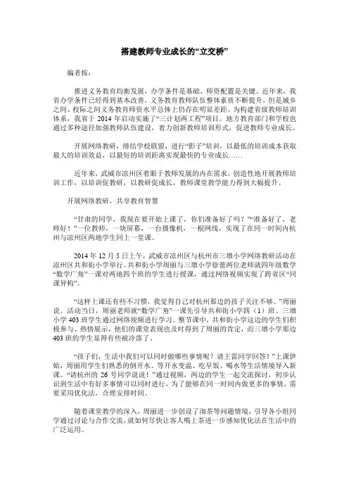 搭建教师专业成长的“立交桥”