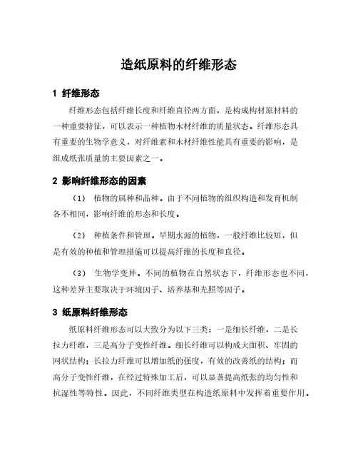 造纸原料的纤维形态