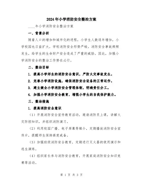 2024年小学消防安全整治方案