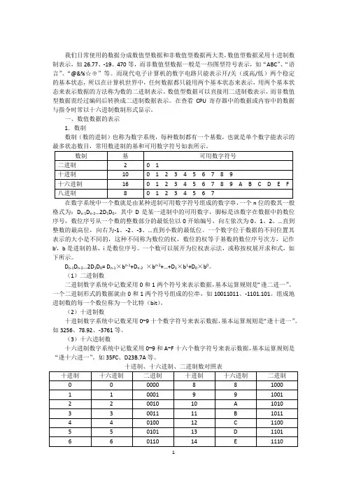 计算机中数的表示