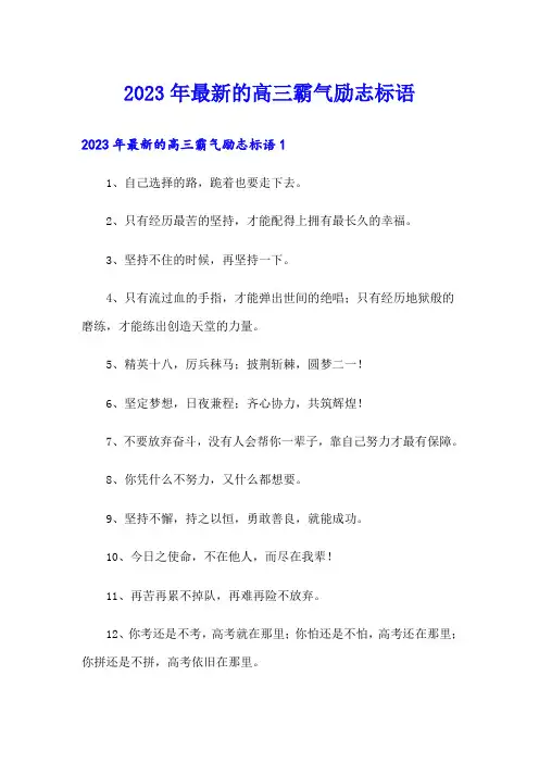 2023年最新的高三霸气励志标语