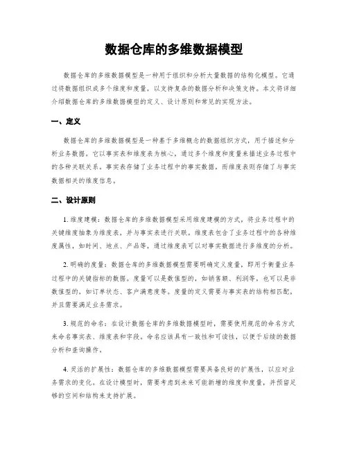 数据仓库的多维数据模型