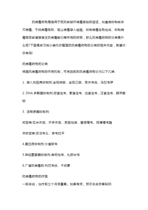 常见的抗病毒药物