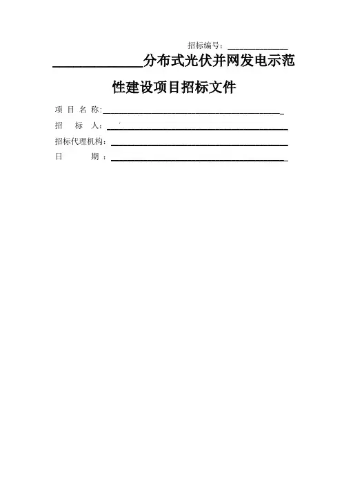 分布式光伏并网发电示范性建设项目招标文件(范本)
