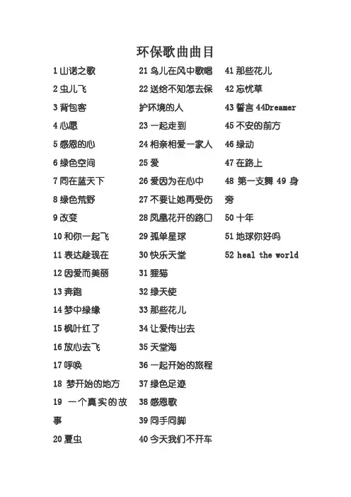 环保歌曲曲目