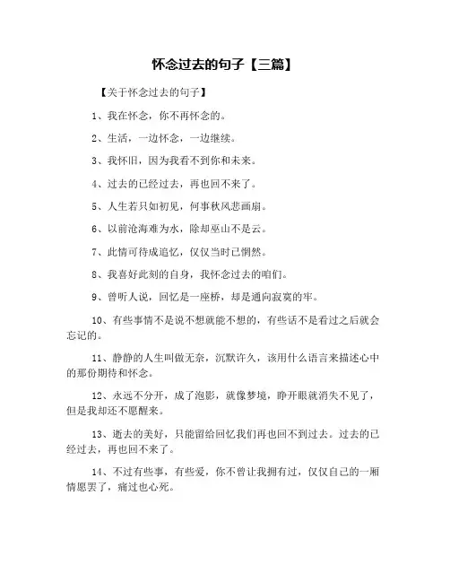 怀念过去的句子【三篇】