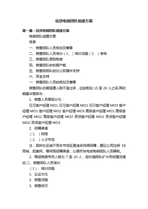 信贷电销团队组建方案