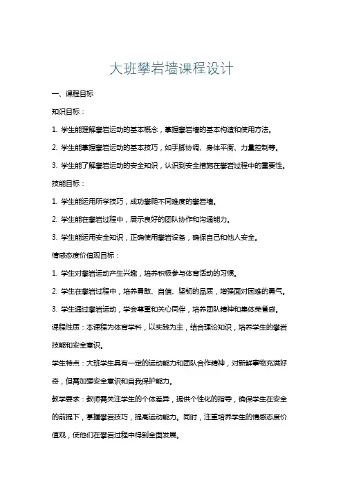 大班攀岩墙课程设计