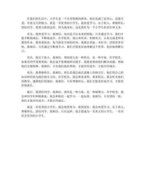 我是一名优秀的小学生