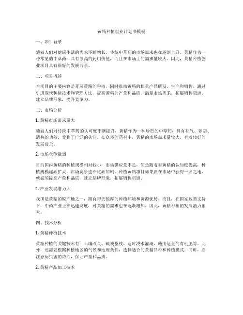 黄精种植创业计划书模板