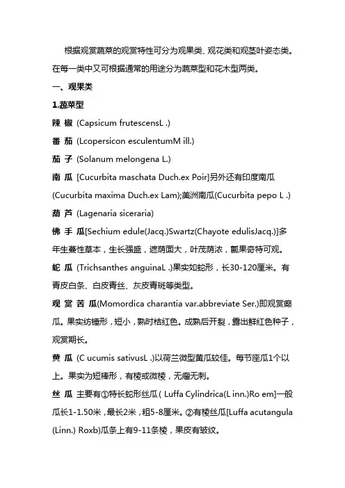 观赏蔬菜种质资源分类