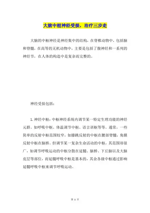 大脑中枢神经受损,治疗三步走