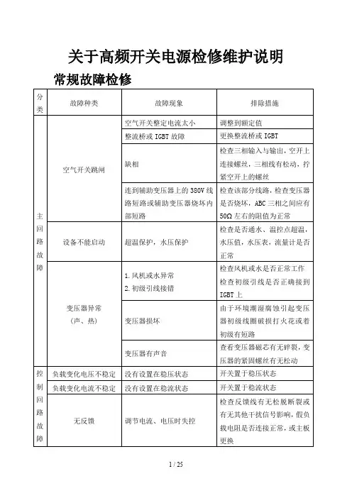高频开关电源维修说明