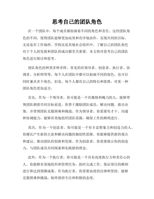 思考自己的团队角色