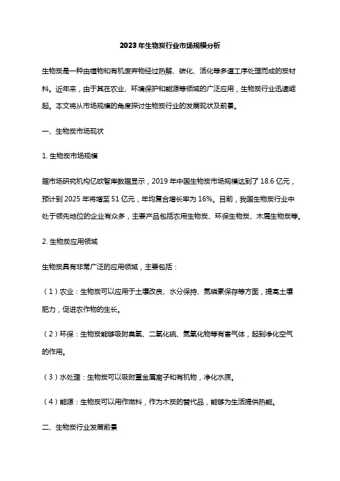 2023年生物炭行业市场规模分析