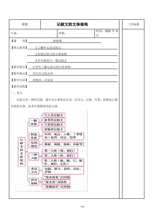 记叙文的文体架构教案