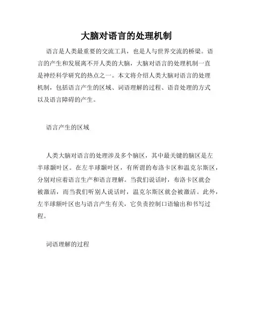 大脑对语言的处理机制