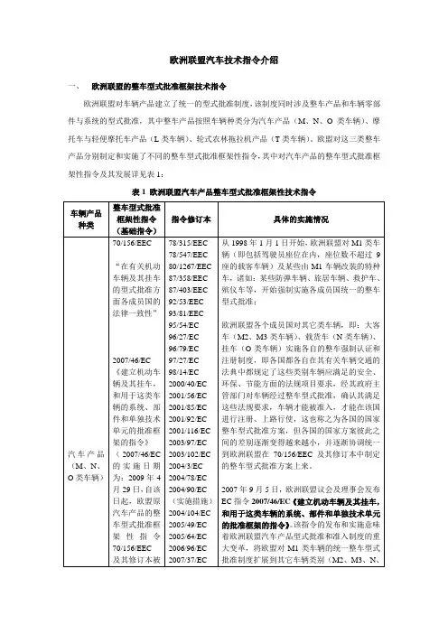 欧洲联盟汽车技术指令介绍