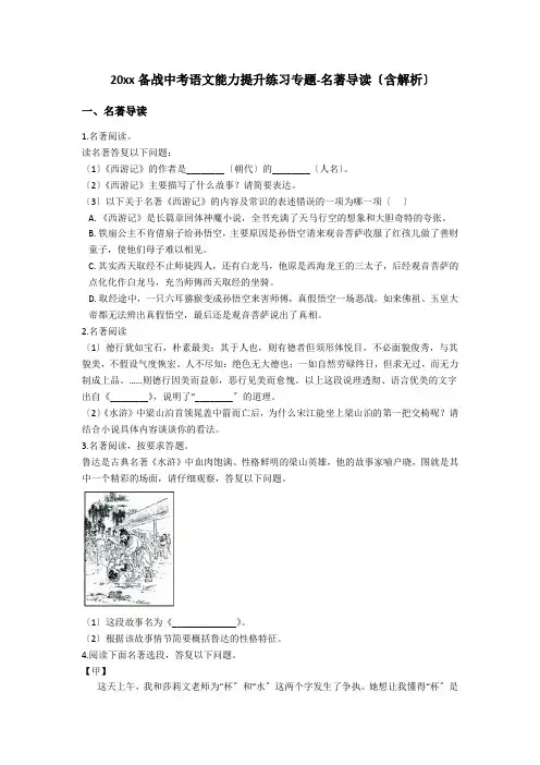 备战中考语文能力提升练习专题-名著导读