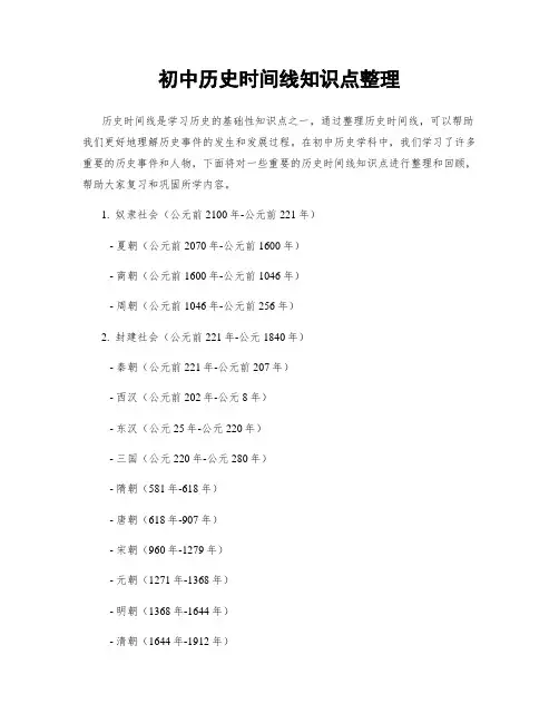 初中历史时间线知识点整理