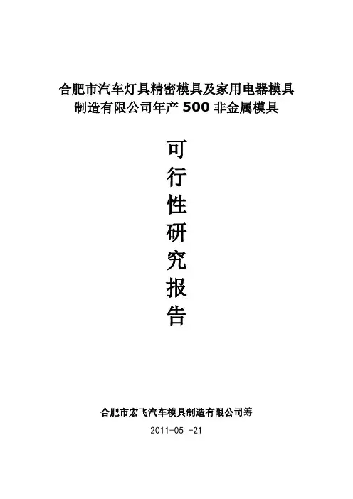 合肥市小庙工业园区汽车灯具精密模具制造项目可行性研究报告
