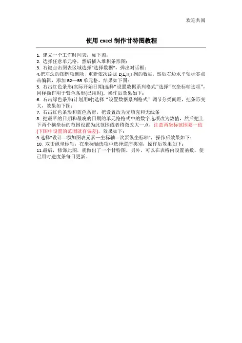 使用excel制作甘特图教程(每日跟踪显示已用时间)