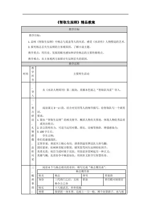 《智取生辰纲》精品教案