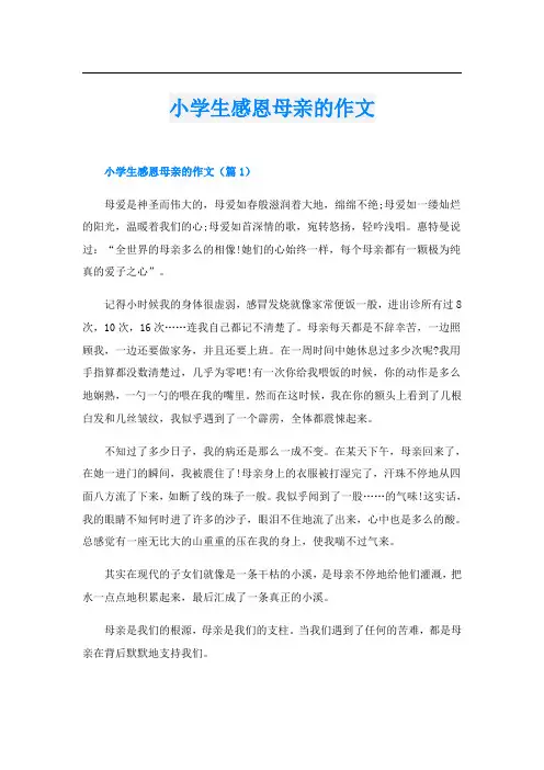 小学生感恩母亲的作文