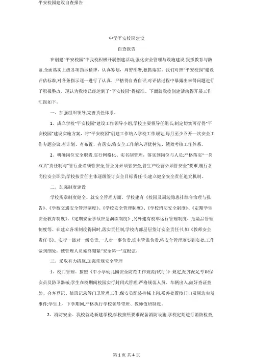 平安校园建设自查报告