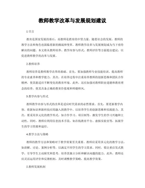 教师教学改革与发展规划建议
