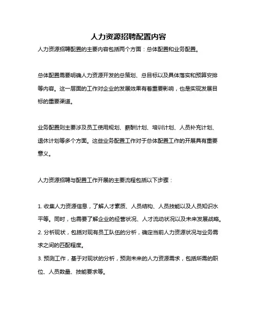 人力资源招聘配置内容