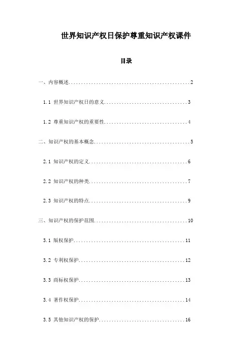 世界知识产权日保护尊重知识产权课件