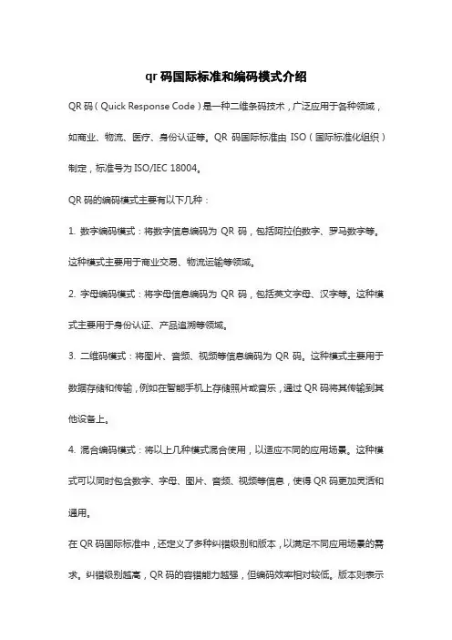 qr码国际标准和编码模式介绍