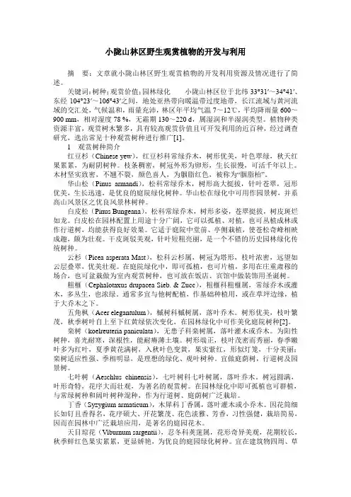 小陇山林区野生观赏植物的开发与利用
