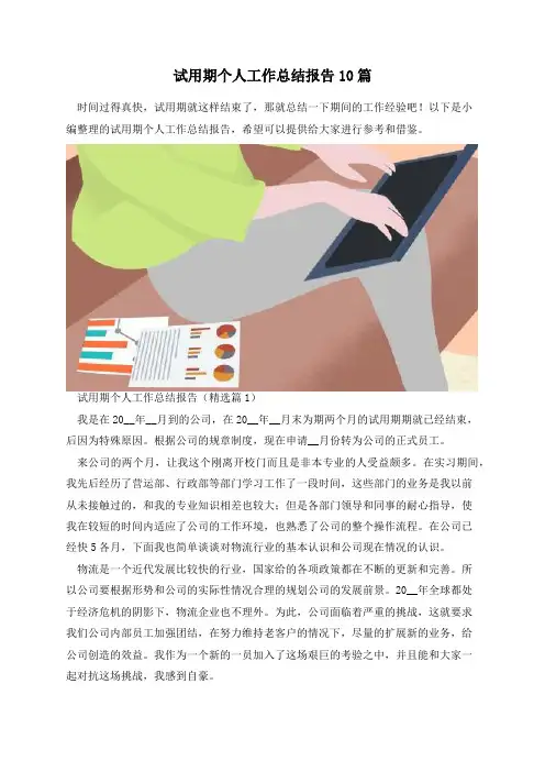 试用期个人工作总结报告10篇