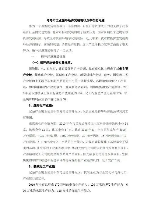 乌海市工业循环经济发展现状及存在的问题