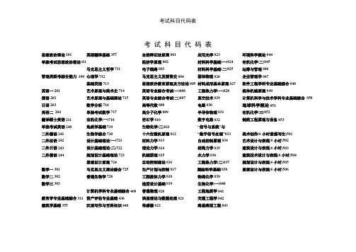 考试科目代码表