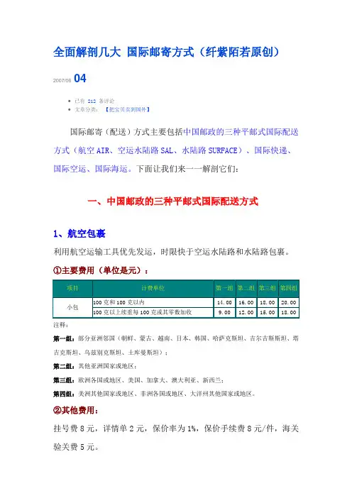 全面解剖几大国际邮寄方式