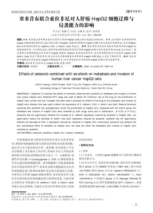 塞来昔布联合索拉非尼对人肝癌HepG2细胞迁移与侵袭能力的影响