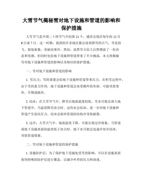 大雪节气揭秘雪对地下设施和管道的影响和保护措施