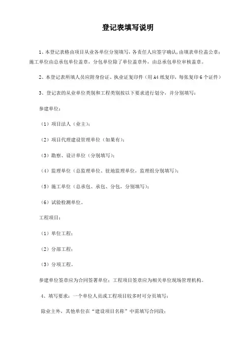 质量责任人档案登记表