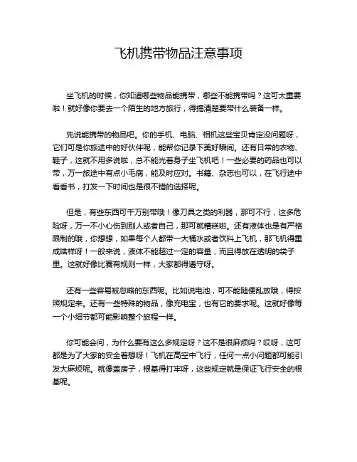 飞机携带物品注意事项