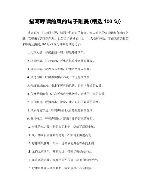描写呼啸的风的句子唯美(精选100句)