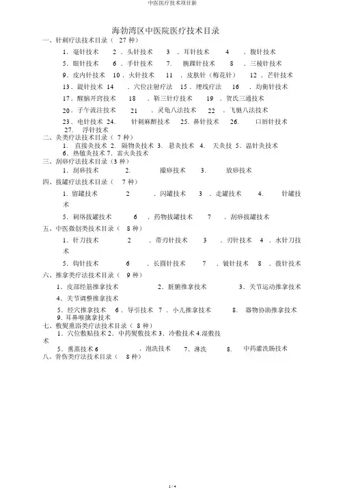 中医医疗技术项目新