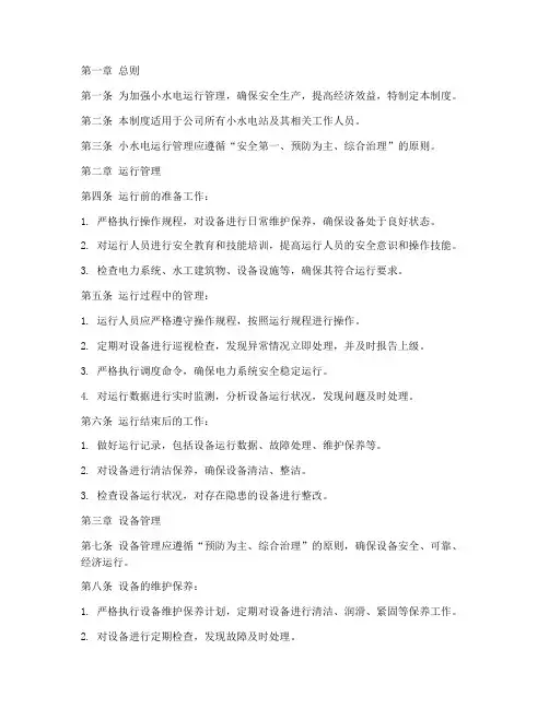 小水电运行规章制度范本