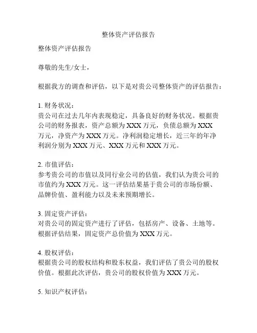 整体资产评估报告