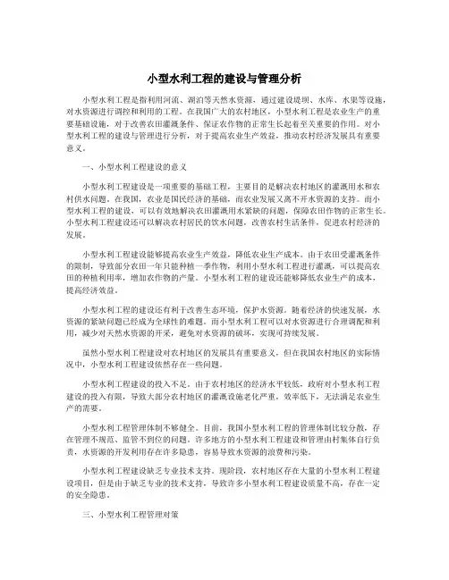 小型水利工程的建设与管理分析