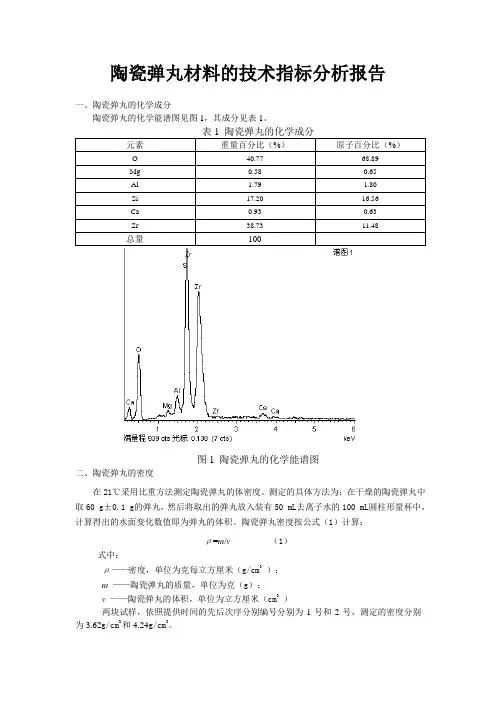 陶瓷弹丸材料的技术指标分析报告